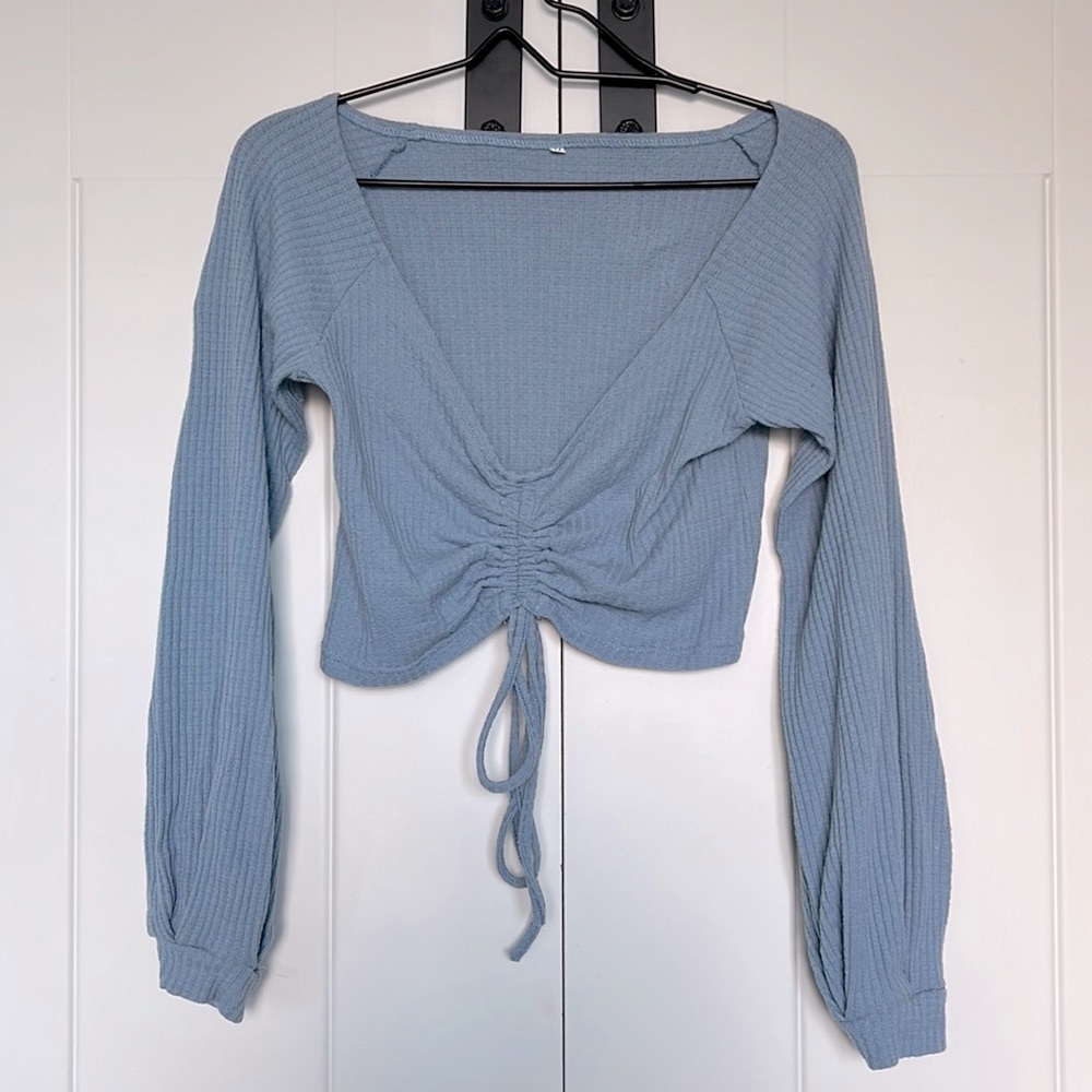 ZAFUL Ribbed Long Sleeve Crop Top